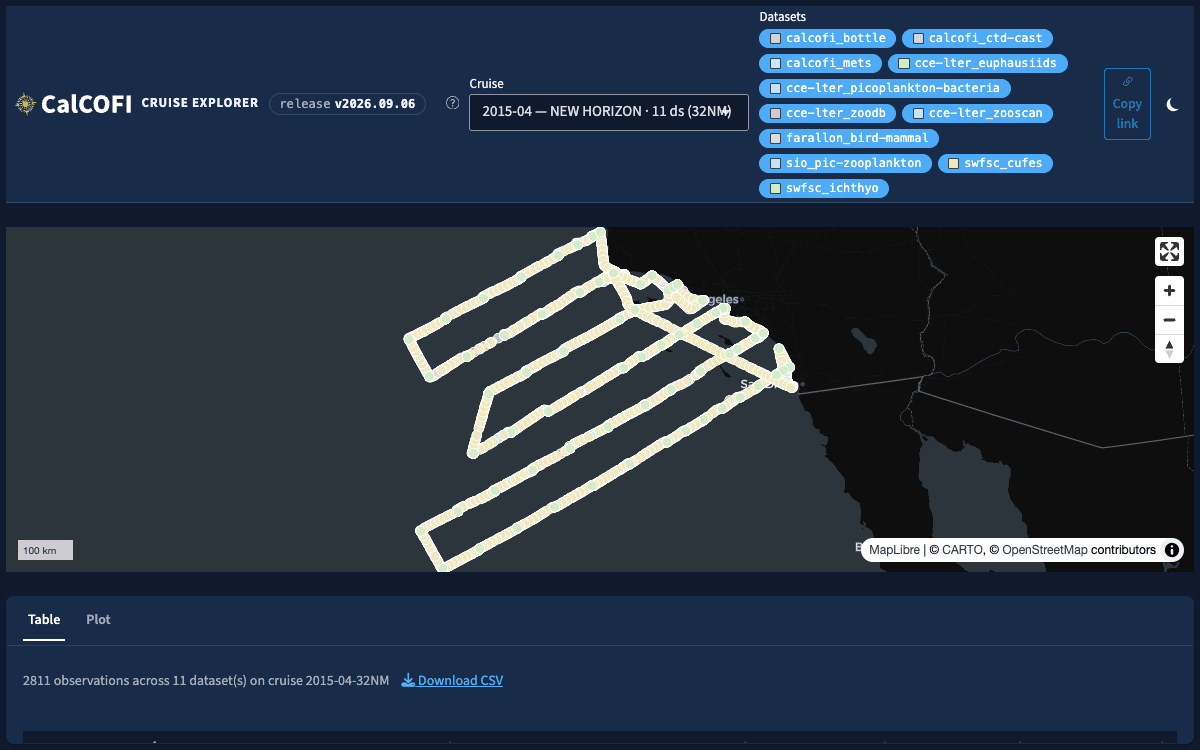Screenshot of Cruise Explorer (dark theme)