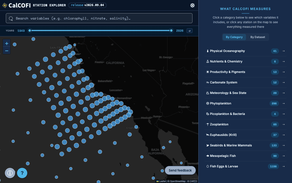 Screenshot of Station Explorer (dark theme)