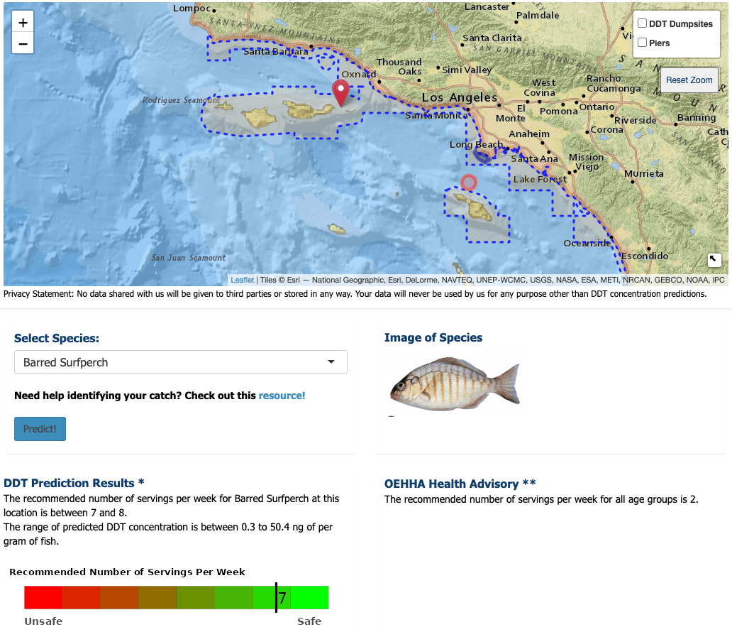 Screenshot of SaferSeafood App